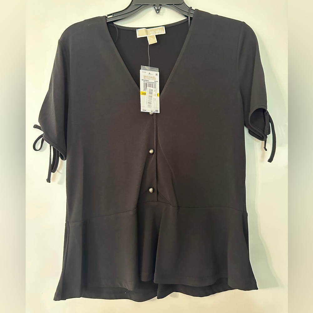 Michael Kors black button up top